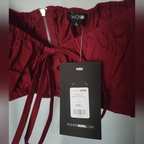 Meet Me At Brunch Crop Top (Wine) - Picture 6 of 7